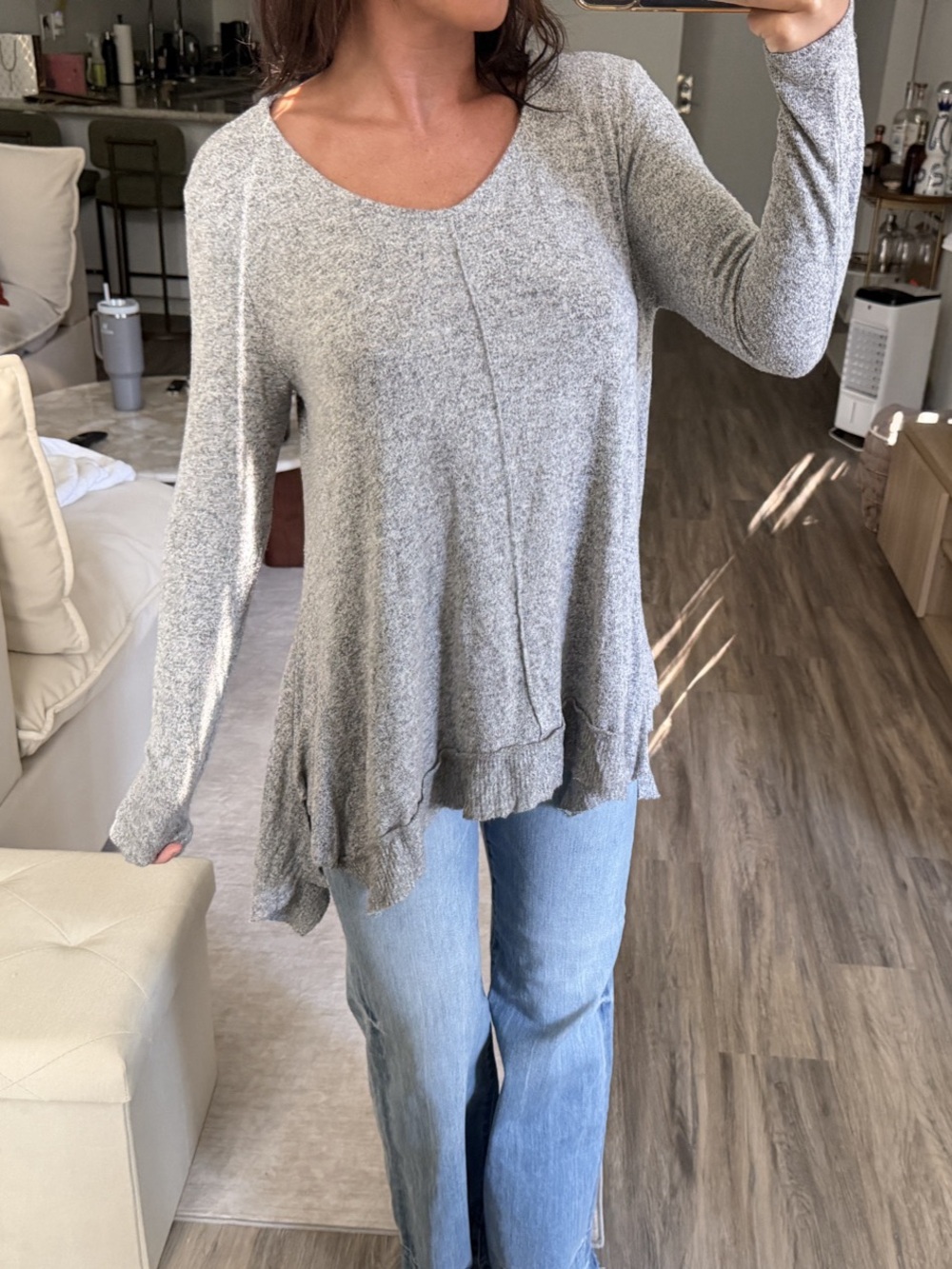 Hippie Love Gray Long Sleeve Tunic